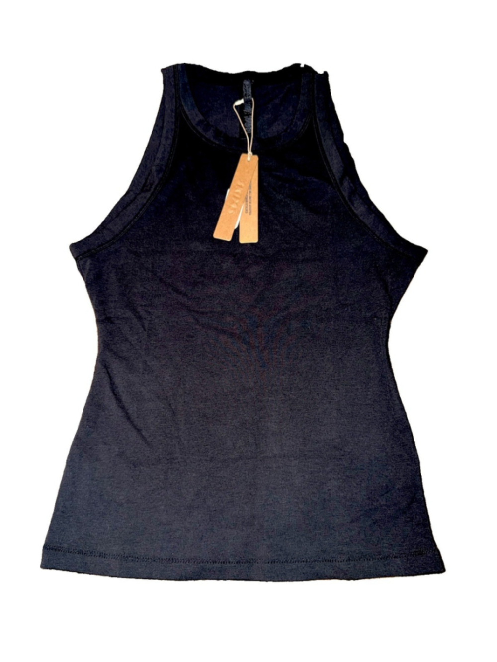 SKIMS COTTON JERSEY HIGH NECK TANK TOP BLACK COLOR SIZE SMALL